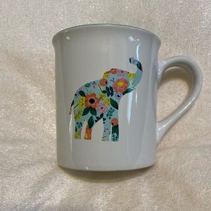 White & Turquoise Floral Elephant Mug